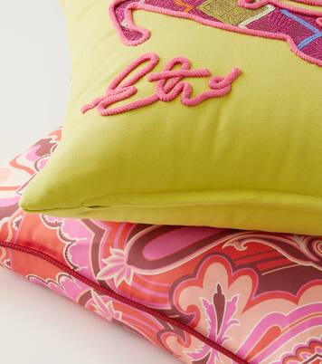 Pegaso embroidered cotton cushion | Etro