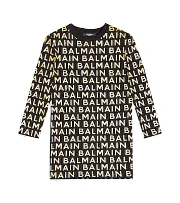 Robe imprimée en coton à logo | Balmain Kids