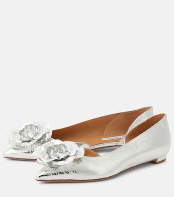 Paris Rose mirrored leather ballet flats | Aquazzura