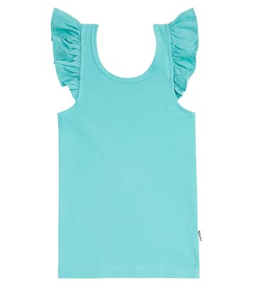 Ranja ribbed-knit ruffled cotton-blend top | Molo