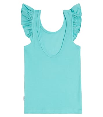 Ranja ribbed-knit ruffled cotton-blend top | Molo