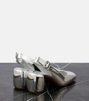Minny 70 metallic leather slingback pumps | Christian Louboutin