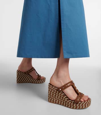 Rockstud leather wedge espadrilles | Valentino Garavani