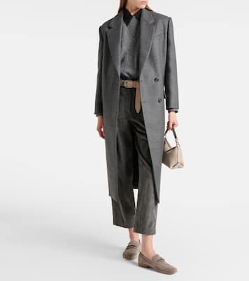Pleated cotton straight pants | Brunello Cucinelli