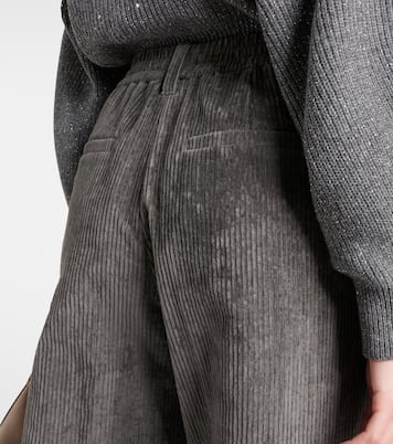 Pleated cotton straight pants | Brunello Cucinelli