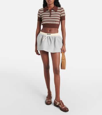 Mini-jupe en coton à logo | Miu Miu
