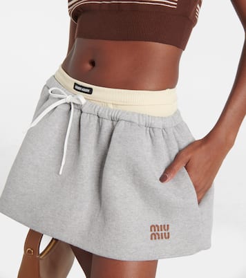 Mini-jupe en coton à logo | Miu Miu