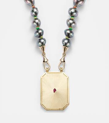 Collana Dragon in oro giallo 18kt con perle e rubini | Marie Lichtenberg