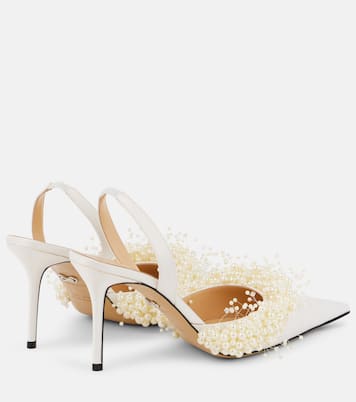Floating Pearl 85 satin slingback pumps | Mach & Mach