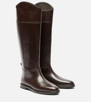 Botas altas de piel con cuentas Monili | Brunello Cucinelli