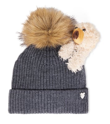 Feather-trimmed wool beanie | Monnalisa