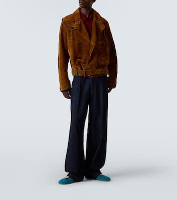 皮革边饰绒面革运动鞋 | Dries Van Noten