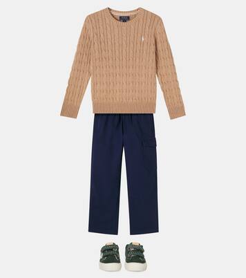 May School leather-trimmed suede sneakers | Golden Goose Kids
