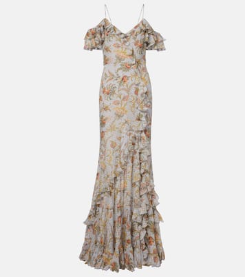Floral polka-dot ruffled silk-blend maxi dress | Etro