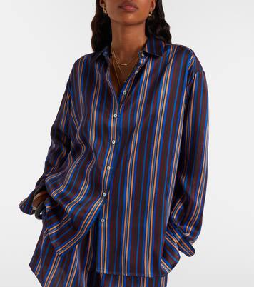 Maya striped silk charmeuse pajama shirt | Asceno