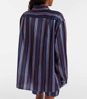 Maya striped silk charmeuse pajama shirt | Asceno