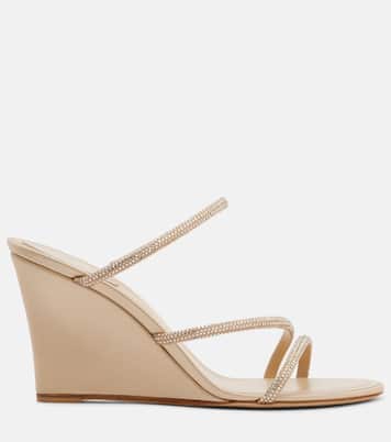 Crystal-embellished satin wedges  | Rene Caovilla