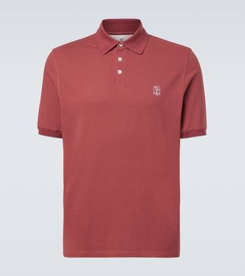 Polo in cotone piqué con logo | Brunello Cucinelli