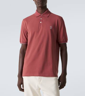 Polo in cotone piqué con logo | Brunello Cucinelli