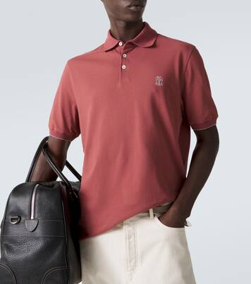 Polo in cotone piqué con logo | Brunello Cucinelli