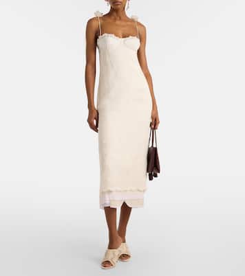 Vestido midi de mezcla de seda, lana y algodón bordado | Magda Butrym