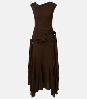 不对称垂褶网布中长连衣裙 | Ganni