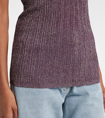 Lace-trimmed lamé top | Valentino