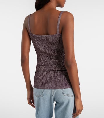 Lace-trimmed lamé top | Valentino