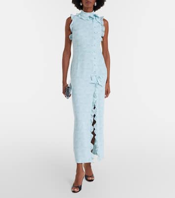 Ruffled bow-detail silk maxi dress | Alessandra Rich