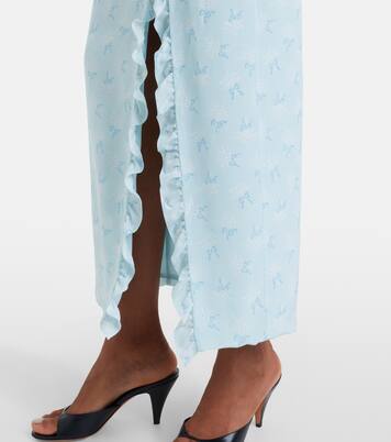 Ruffled bow-detail silk maxi dress | Alessandra Rich