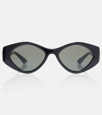 Interlocking G crystal-embellished oval sunglasses | Gucci