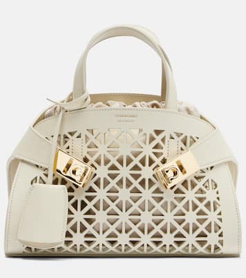 Hug Mini laser-cut leather top-handle bag | Ferragamo