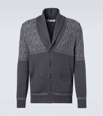 Cardigan intarsia en coton | Brunello Cucinelli