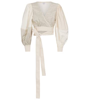 Gestreiftes Wickeltop aus Popeline | Loewe