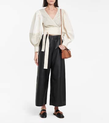 Gestreiftes Wickeltop aus Popeline | Loewe