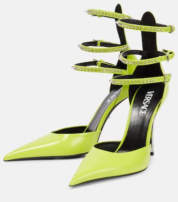 Pin-Point embellished leather pumps | Versace