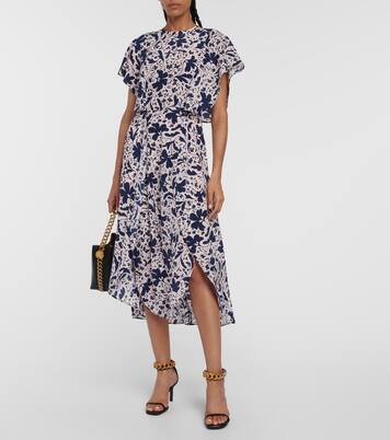 Robe midi en soie à fleurs | Stella McCartney