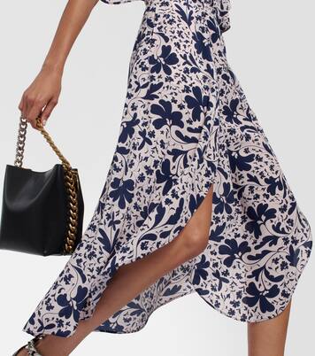 Robe midi en soie à fleurs | Stella McCartney