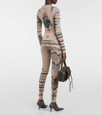 X KNWLS Bedrucktes Top aus Mesh | Jean Paul Gaultier