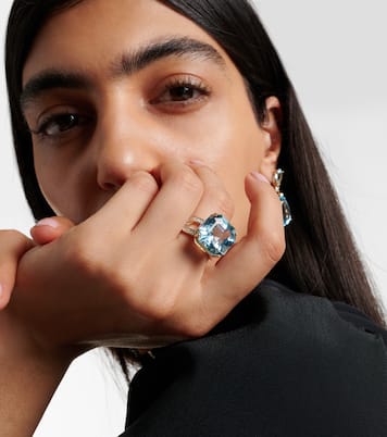 Anello in oro 14kt con topazio e diamanti | Mateo