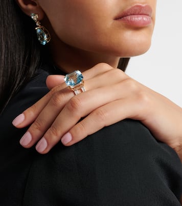 Anello in oro 14kt con topazio e diamanti | Mateo