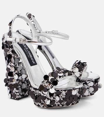Sequined faux leather platform sandals  | Dolce&Gabbana