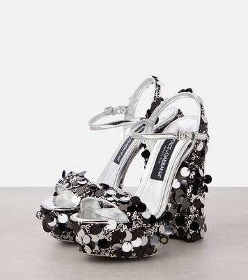 Sequined faux leather platform sandals  | Dolce&Gabbana