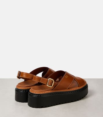 Leather platform sandals | Prada
