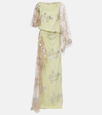 Sequined draped cady and tulle gown | Erdem