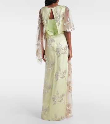 Sequined draped cady and tulle gown | Erdem