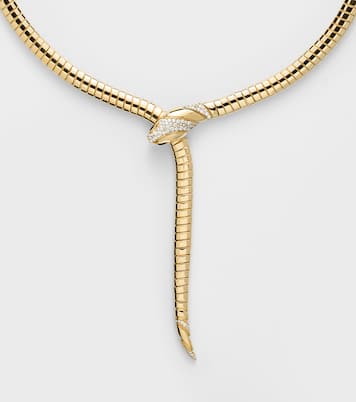 Serpenti Tubogas 18kt gold necklace with diamonds and onyx  | Bvlgari