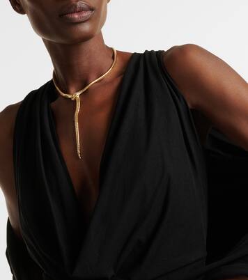 Serpenti Tubogas 18kt gold necklace with diamonds and onyx  | Bvlgari