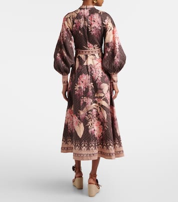 Robe midi Illumine en lin à fleurs | Zimmermann