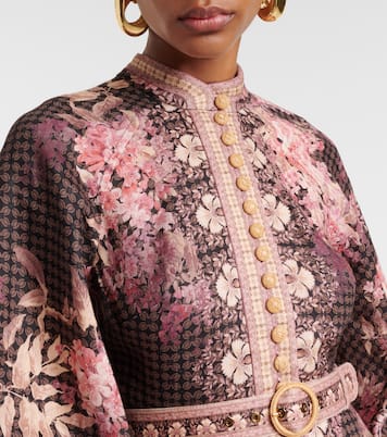 Robe midi Illumine en lin à fleurs | Zimmermann